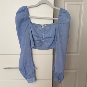 Fashion Nova Blue Puff Sleeve Blouse